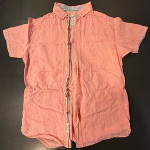 Heritage Collection Button Up Shirt Linen Men's M Coral Red